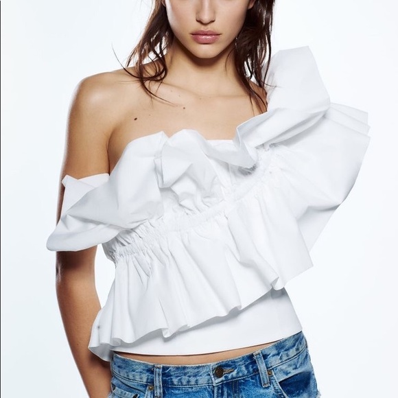 Zara Poplin Top with Ruffles - Picture 8 of 16